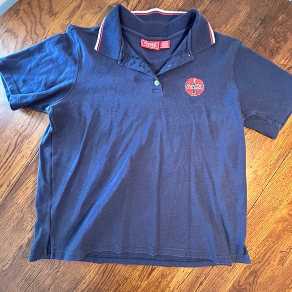 Coca-Cola Brand Polo Shirt Navy Blue Embroidered Logo Womens Plus 22W/24W Blitzz